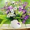 14 PCS Artificial Summer Potted Flowers for Outdoor Fake Flowers -Fake Plastic Flowers